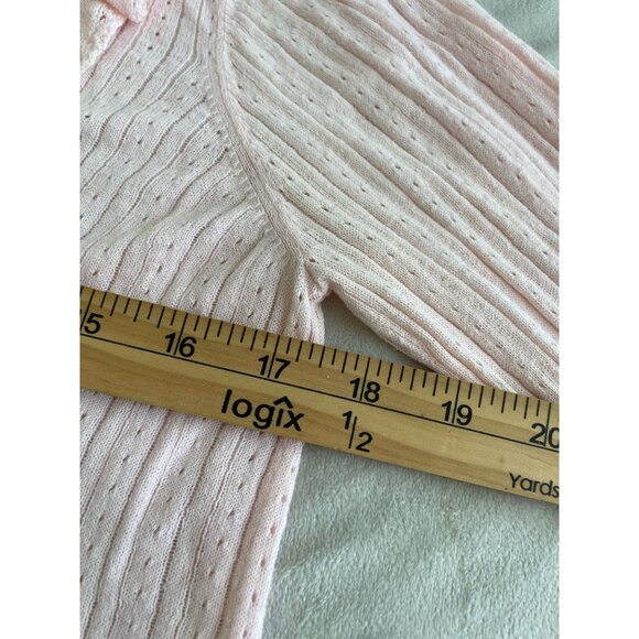 Ralph Lauren Ruffled Pink Cottagecore Cardigan Ribbed Knit Fairtycore Dainty XL - Picture 3 of 11